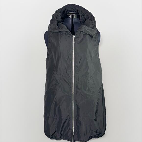 Liv By Habitat Clothes Small Black Tunic Bubble Zip Vest Pocket Cinch Lagenlook - Picture 1 of 7